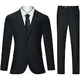 DEETRUST 2 Piece Men's Suit Slim Fit Suits for Men, Two Button Blazer Dress Business Wedding Party Jacket & Pants