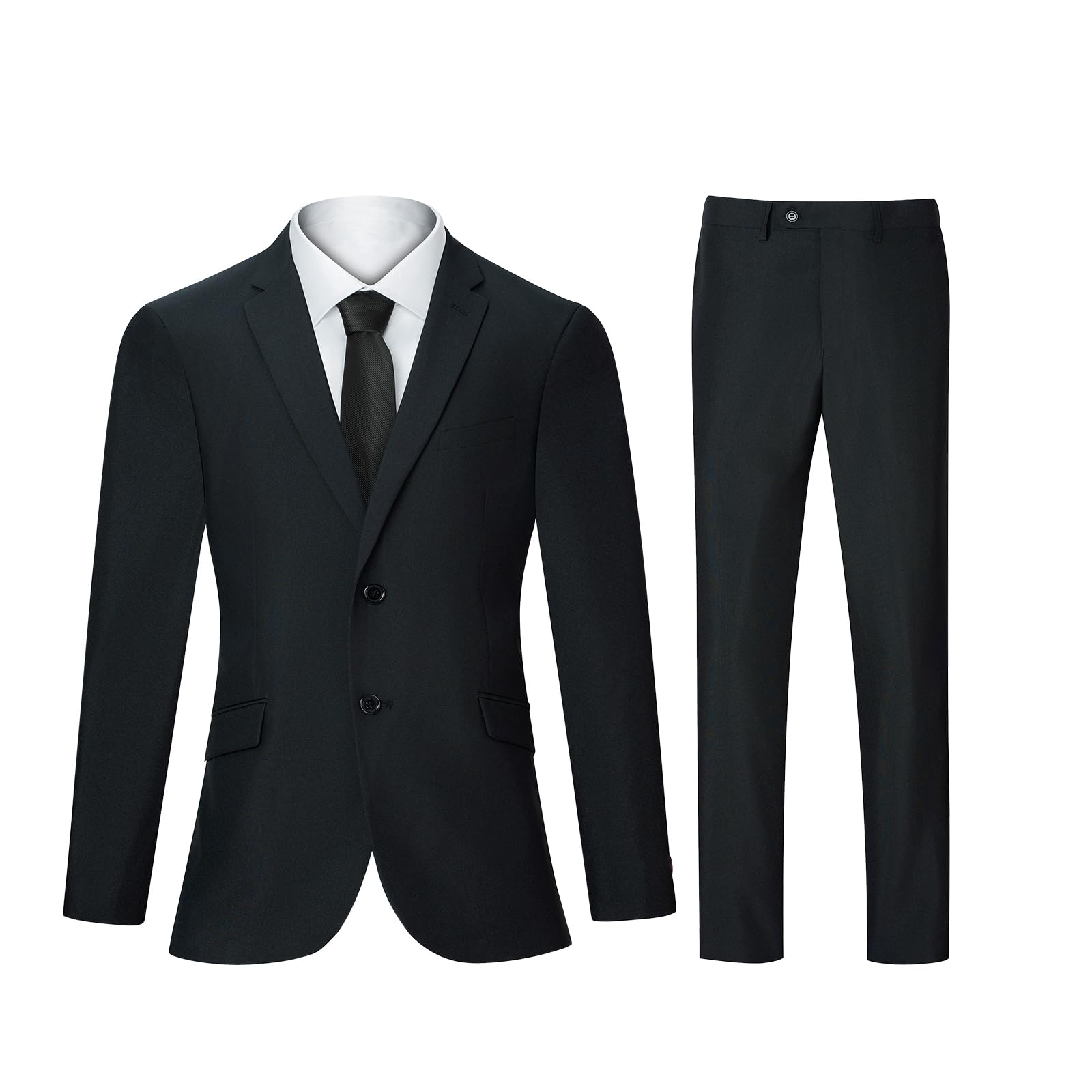 Photo 1 of DEETRUST 2 Piece Men's Suit Slim Fit Suits for Men, Two Button Blazer Dress Business Wedding Party Jacket & Pants Black