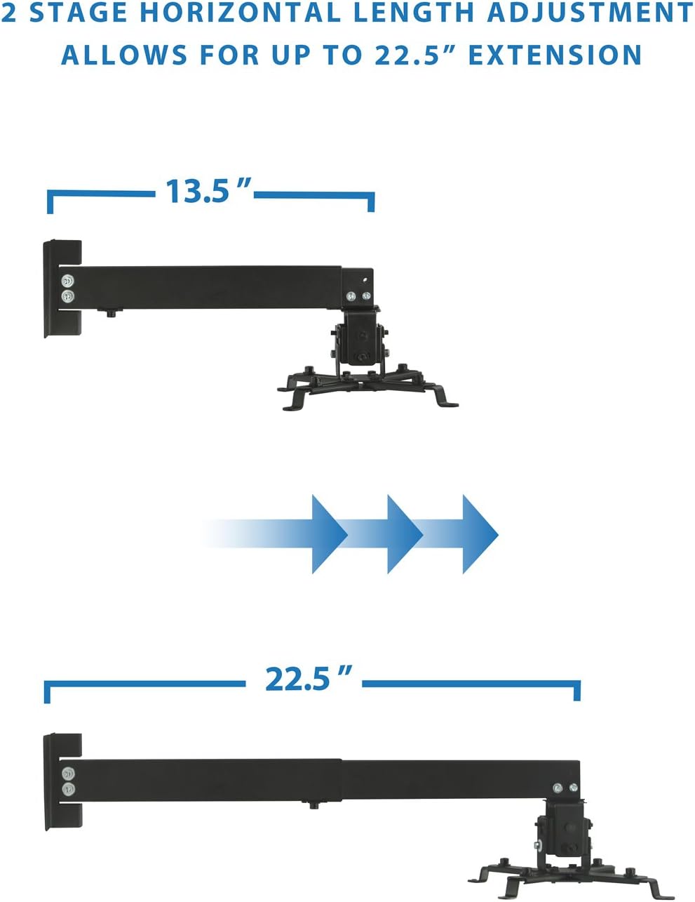 Mount-It! Wall or Ceiling Projector Mount with Universal LCD/DLP Mounting for Epson, Optoma, Benq, ViewSonic Projectors, 44lb Load Capacity, Black: Electronics