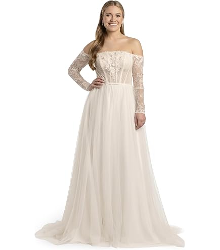 david's bridal off shoulder wedding dress Off-the-Shoulder Billow Sleeve Dress, Size 0 published_date:2025-01-13T16:42:29Z Size:1X Pre-Order crepe unembellished wedding dress TOP 10 BEST Womens