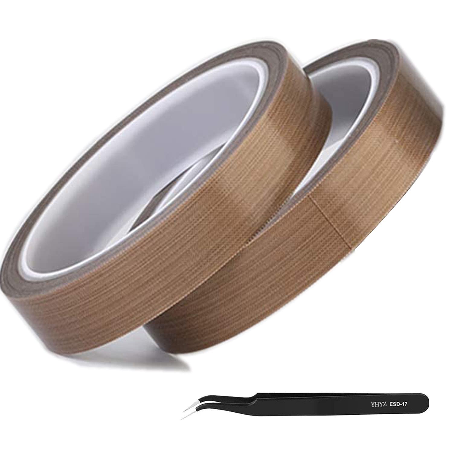 VISSQH High Temperature Tape, 2Pcs PTFE Tape/Teflon Tape,10m high Temperature Tape,Welding Sealing Tape Vacuum Machine Sealer Tape for Vacuum Hand Impulse Sealers, Heat Resistant Up 300℃ (19mmx10m)