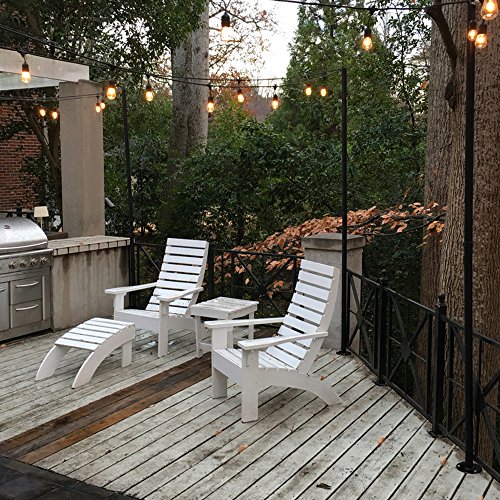 IYN Stands Outdoor String Light Pole Stand - 9.5 Feet, Black, Weather Resistant Powder Coated Steel - Mount to Deck, Concrete, Patio, Backyard with Base Plate