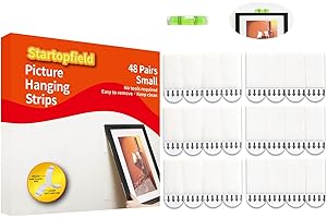 CARAINBO 48 Pairs(96strips) Small Picture Hanging Strips Heavy Duty, Picture mounting Strips,Removable Hook and Loop Tape, Picture Hanger Damage Free,Perfect for Wall Art Hanging Frames