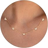 VRIUA Necklaces for Women - 14K Gold/Silver Plated Dainty Chain Necklace with Five Charms: Diamond, Bow, Snowflake, Cross, Flower, Clover, Butterfly, Heart, Star of David, and Star Trendy Jewelry