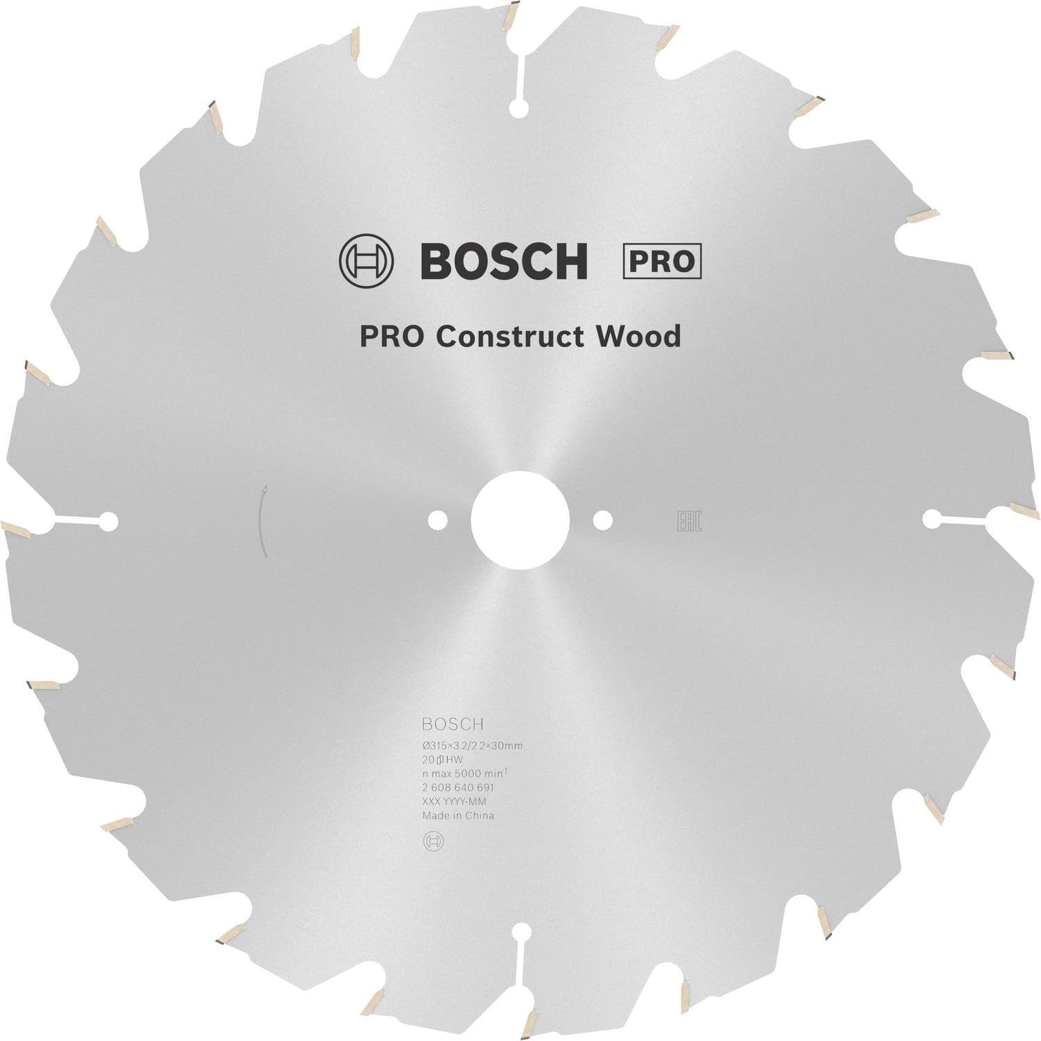 Bosch 1x PRO Construction Wood Robust Circular Saw Blade for Corded Table Saws (for Construction wood with mortar and nails, Wood with nails, Ø mm, Professional Accessory Table Circular Saw)