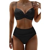 Aqua Eve Women Underwire Bikini High Waisted Bathing Suit Tummy Control Two Piece Swimsuit
