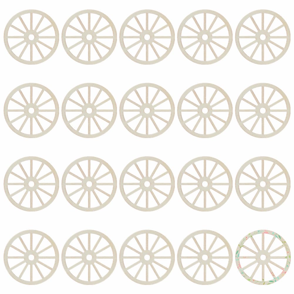 Photo 1 of OLYCRAFT 20pcs Unfinished Wood Wheel 2.9 Inch Blank Wood Slices 2.5mm Thick Train Car Wheel Wooden Pieces Natural Wooden Cutouts Unfinished Slices for Painting Drawing Home Party Decoration Crafts