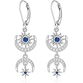 Talonior Sun and Moon Earrings for Women 925 Sterling Silver Moon Dangle Drop Earrings Jewelry Gifts for Christmas mom