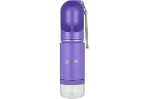Waggle Bottle Stainless Steel Dog Travel Water Bottle, Vacuum Insulated Portable Dog Water Dispenser, Drink Cup and Snack Container On The Go, Outdoor Walking, Hiking, Travel (Lavender)