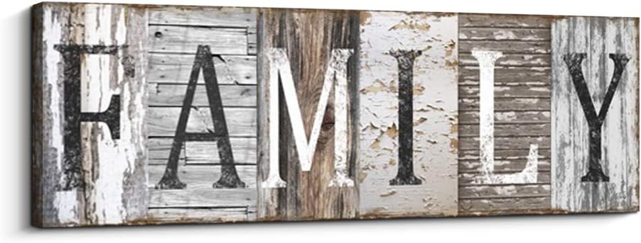 Quotes Wall Art Decor, Family Decorative Signs Inspirational Motto Canvas Prints (with Solid Wood Inner Frame) (Family, 4 x 12 inch)