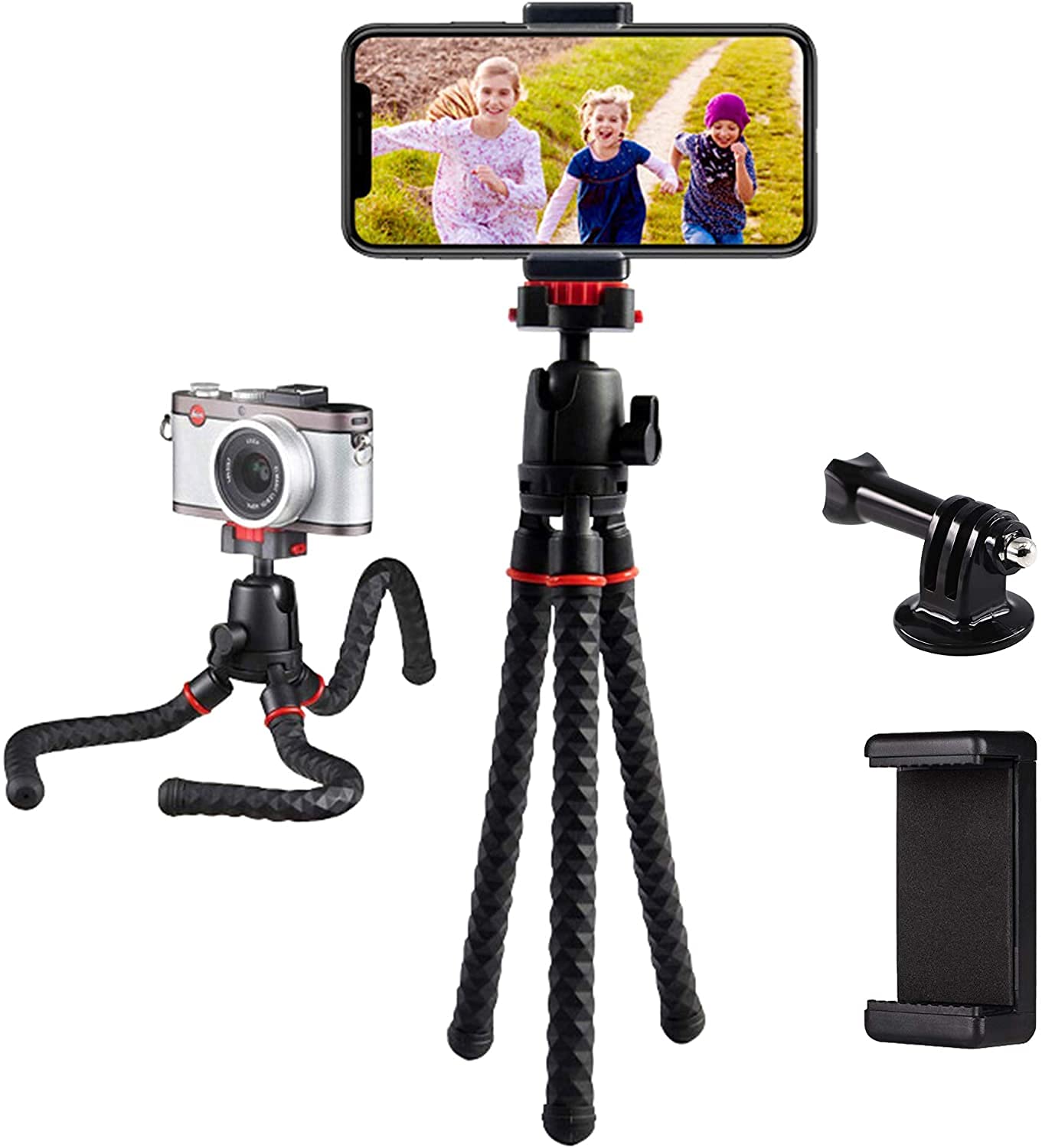LINKCOOL Phone Tripod​ – Portable 360° tripod with Bluetooth remote, fits phones, iPads & cameras. Perfect for travel & vlogging-Black