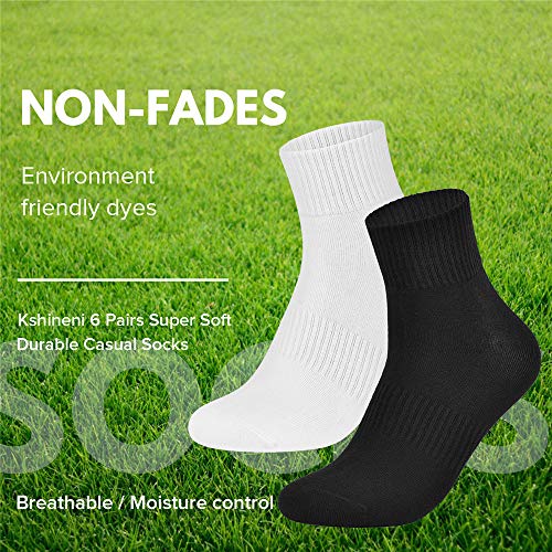 6 Pairs Mens Moisture Wicking Quarter Socks Work Running Comfy