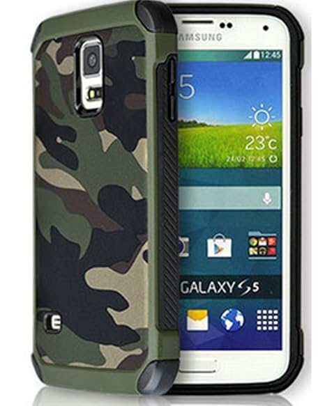 FDTCYDS Galaxy S5 Hülle Shockproof Hybrid Rugged Camouflage Cover Handyhülle für Samsung Galaxy S5 SV - Camo Grün
