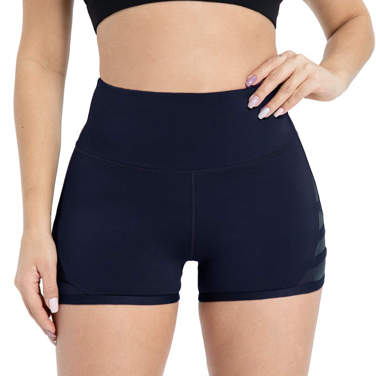 Dielusa Workout Running Shorts for Women 4 Way Stretch Soft Exercise Gym Yoga Shorts XXL Navy Blue