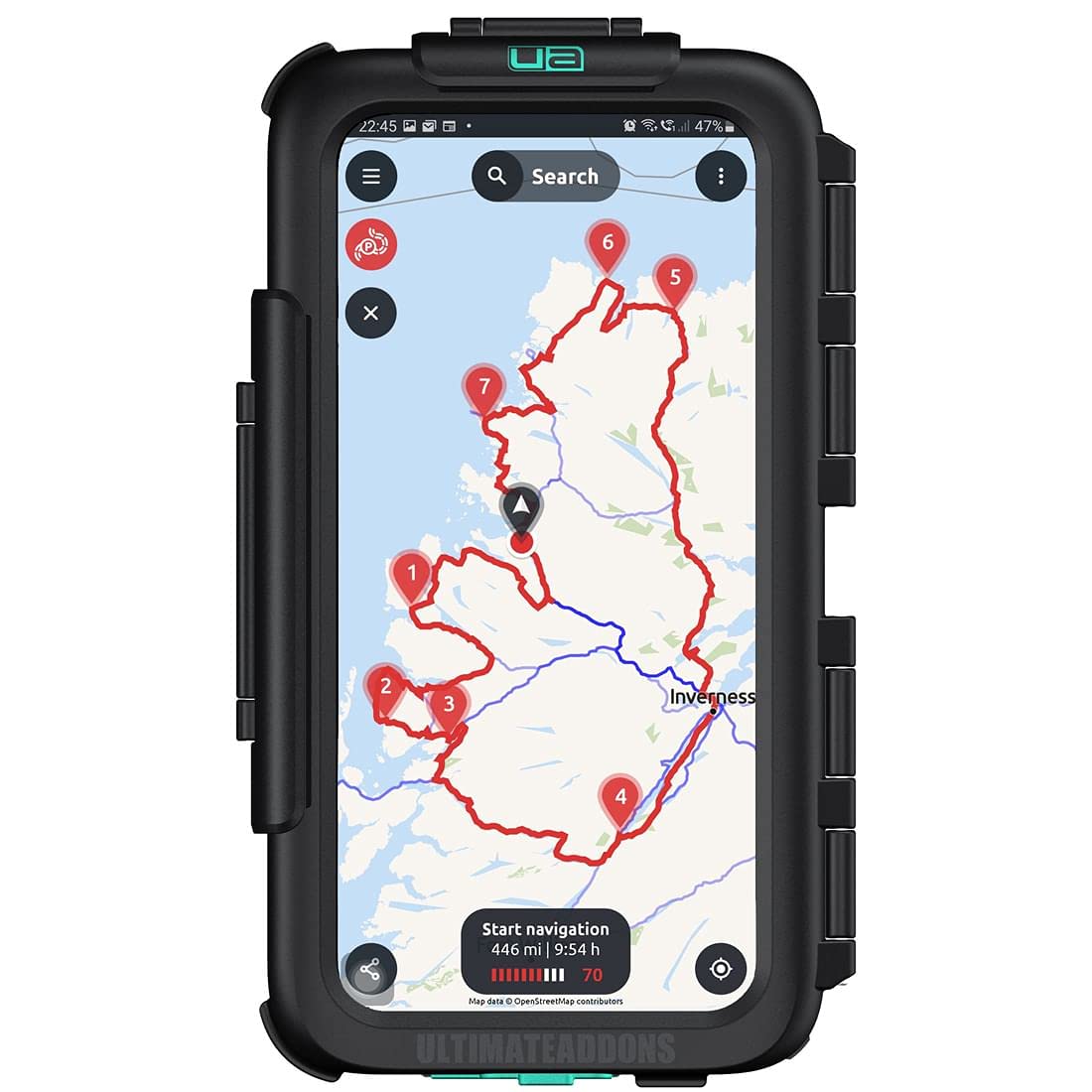 Ultimateaddons Motorcycle M8 Top Clamp Bolt Mount with Waterproof IPX5 Case for XXL Universal Phones - Dustproof and Shockproof Cover - 168 x 70mm