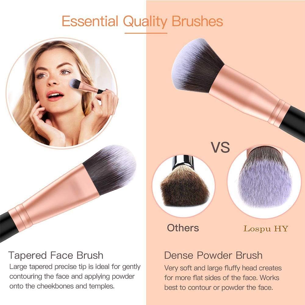 Makeup Brushes AMMIY Makeup Brushes Sets 18-Piece Rose Golden Make-up Brush Sets Premium Synthetic Wood Handle Face and Eye Brushes for Foundation Powder - Image 5
