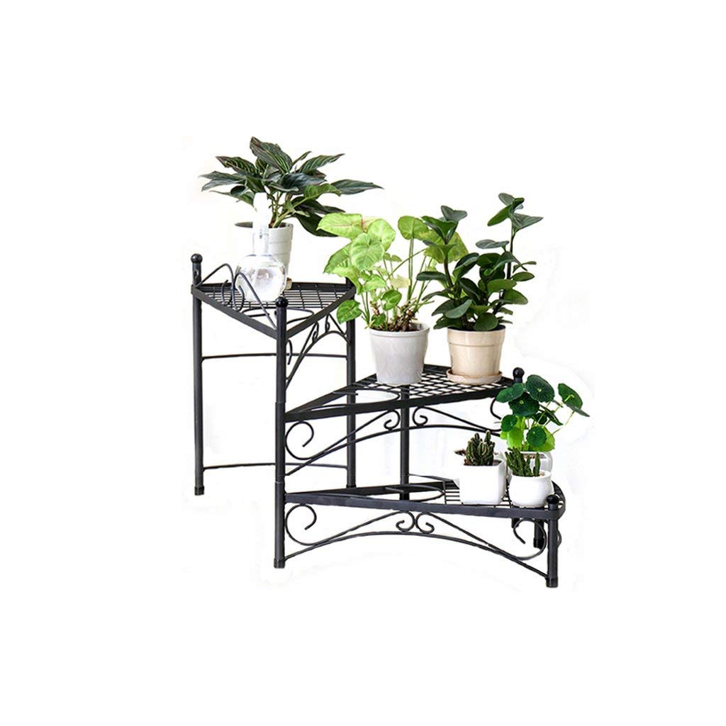 GONGFF Diseño Floral Negro Estilo de escalón de Metal Macetas de ...