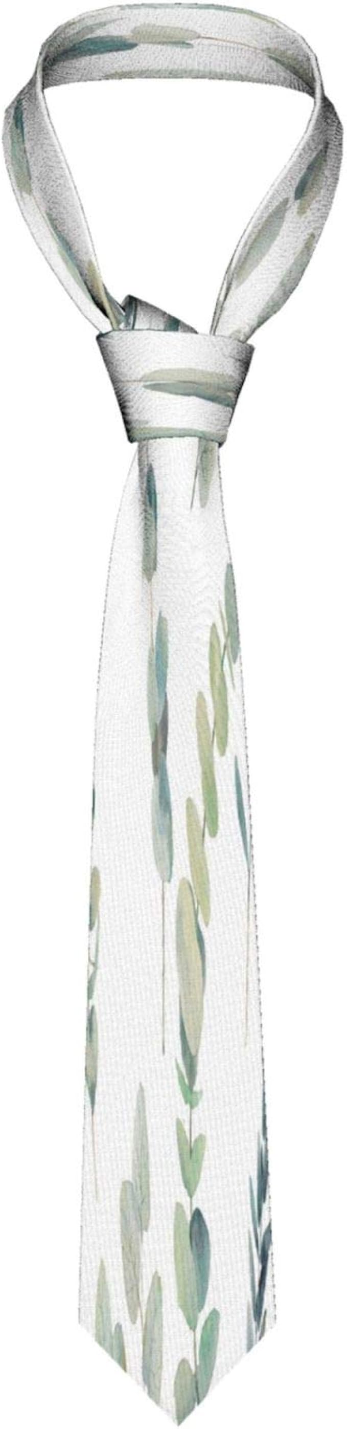 TazPrab Men's Skinny Tie Eucalyptus Leaves Necktie, Great for Gift