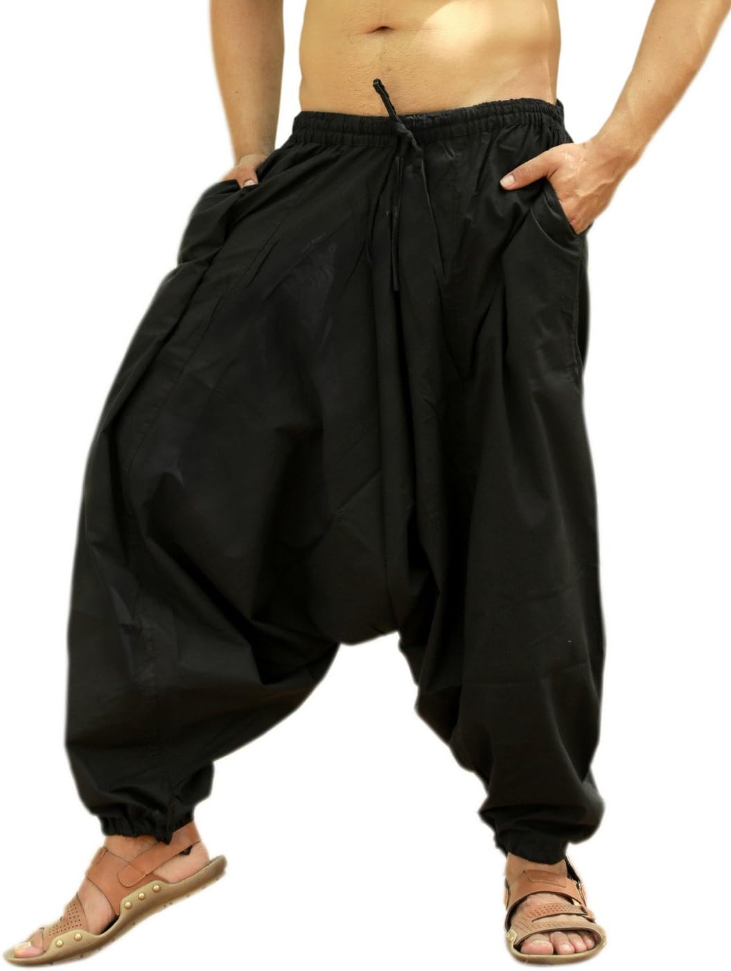 Sarjana Handicrafts Men's Cotton Harem Yoga Baggy Genie Boho Pants