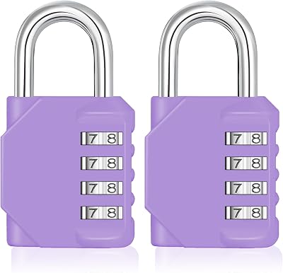 ZHEGE 4-Digit Combination Padlock Weatherproof Heavy Duty Purple