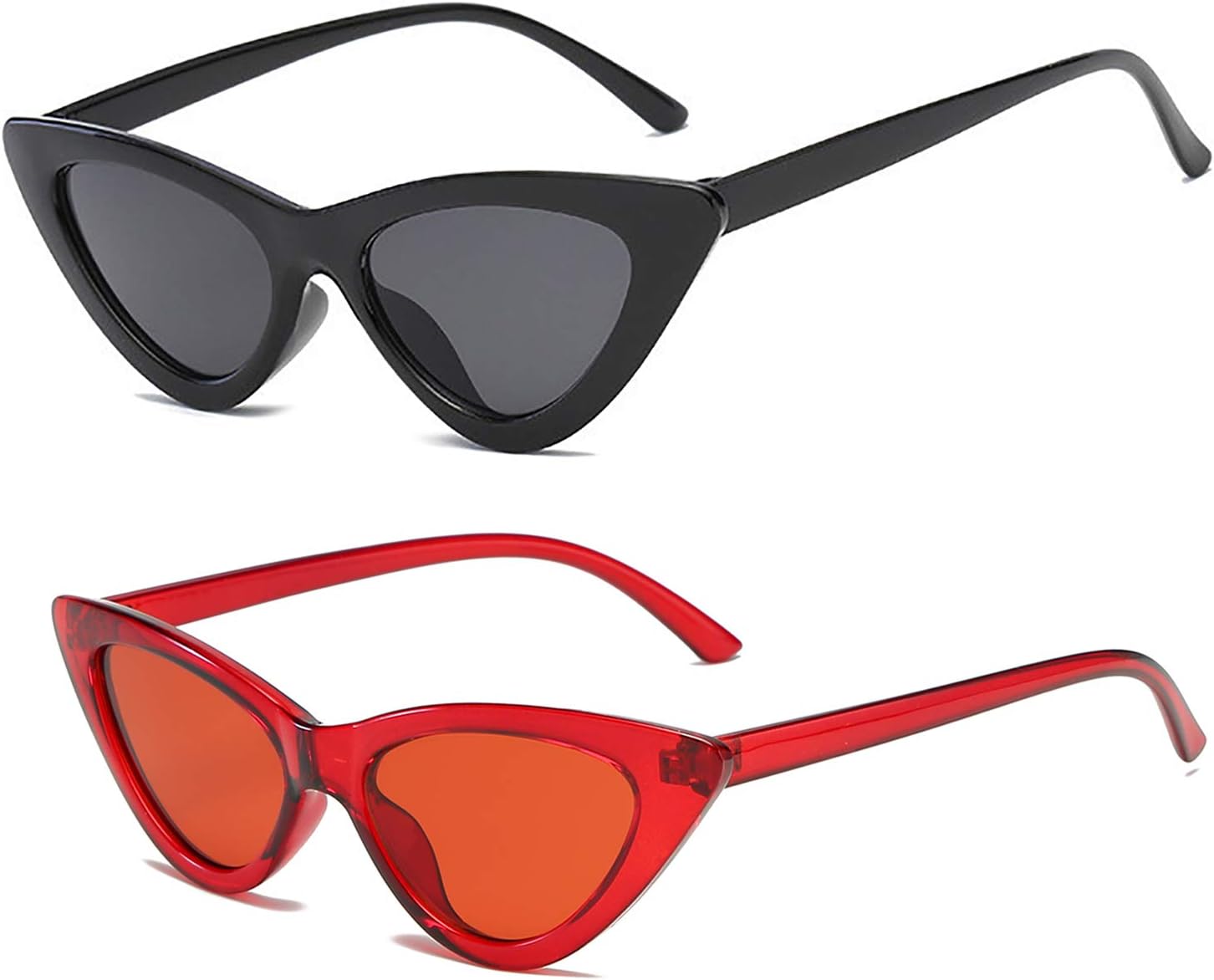 Retro Vintage Narrow Cat Eye Sunglasses for Women Clout Goggles Plastic Frame