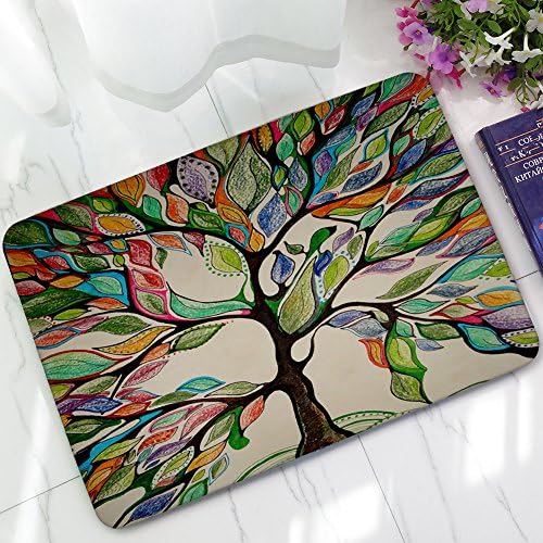 Fabric Home Colorful Tree of Life Entrance DOORMAT Non-slip Printed Creative Doormats Indoor/Outdoor Door Mat Bath Mat Machine Washable,40cm(W) x 60cm(L)