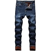 HiLY Men's Fleece Lined Stretch Skinny Jeans Winter Thicken Warm Denim Pants