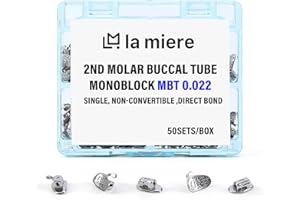 LA MIERE 200/Box 2nd Molar Monobloack Bondable Non-Conv Stainless Steel MBT 0.022 Laser Mark Assorted Quadrants(UR UL LL & LR)