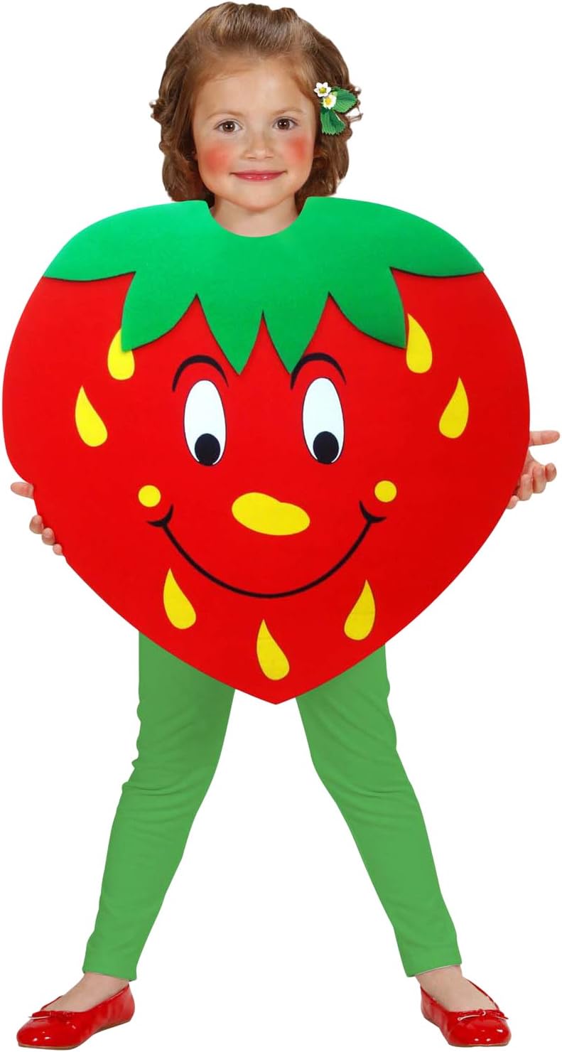 GIRLS STRAWBERRY TABARD FOOD OUTFIT - (RED)