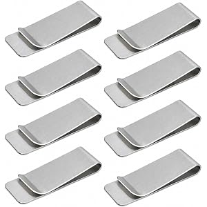 Ryidkcs Stainless Steel Money Clip 8-Pack – Slim Metal Cash Clip for Men, Minimalist Front Pocket Wallet for Cards and Bills