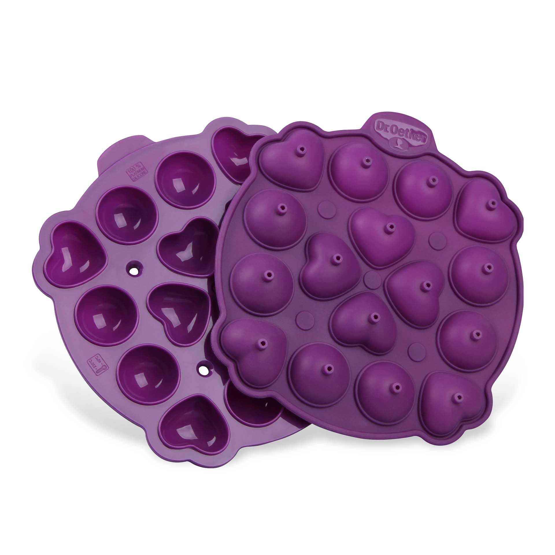 Dr.Oetker Cake-Pops Mould Flexxibel Love of Silicone 16 Cups 20x21x6 cm in Violet, Purple, 20 x 21 x 6 cm