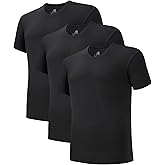 DAVID ARCHY Men's Undershirts Quickly-Dry T-Shirt, Stretch and Moisture-Wicking Crewneck/V-Neck Tees 3 Pack