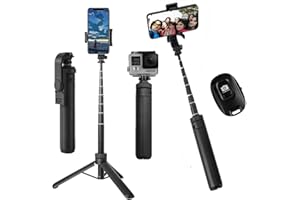 NEWYIHOKJ Tripod for iPhone & Camera, Portable Phone Tripod with Remote Control and Rotate Phone Stand, Selfie Stick for iPhone/Gopro and Cameras(Black, 50 in)