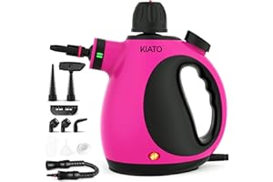 Kiato Handheld Steam Cleaner, 10 in 1 Hand Held Steamer for Cleaning Home, Portable Pressurized Steamers for Upholstery Furniture Sofa Couch Floor Tile Grout Bathroom, SC03 (Pink)