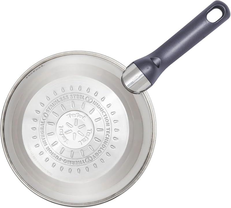 Tefal daily cook - conjunto de 3 panelas de aço inoxidável de 20, 24 e 26 cm, antiaderente, tecnologia thermospot, cozimento uniforme, todos os tipos de cozinhas, sem pfoa, cor preta.