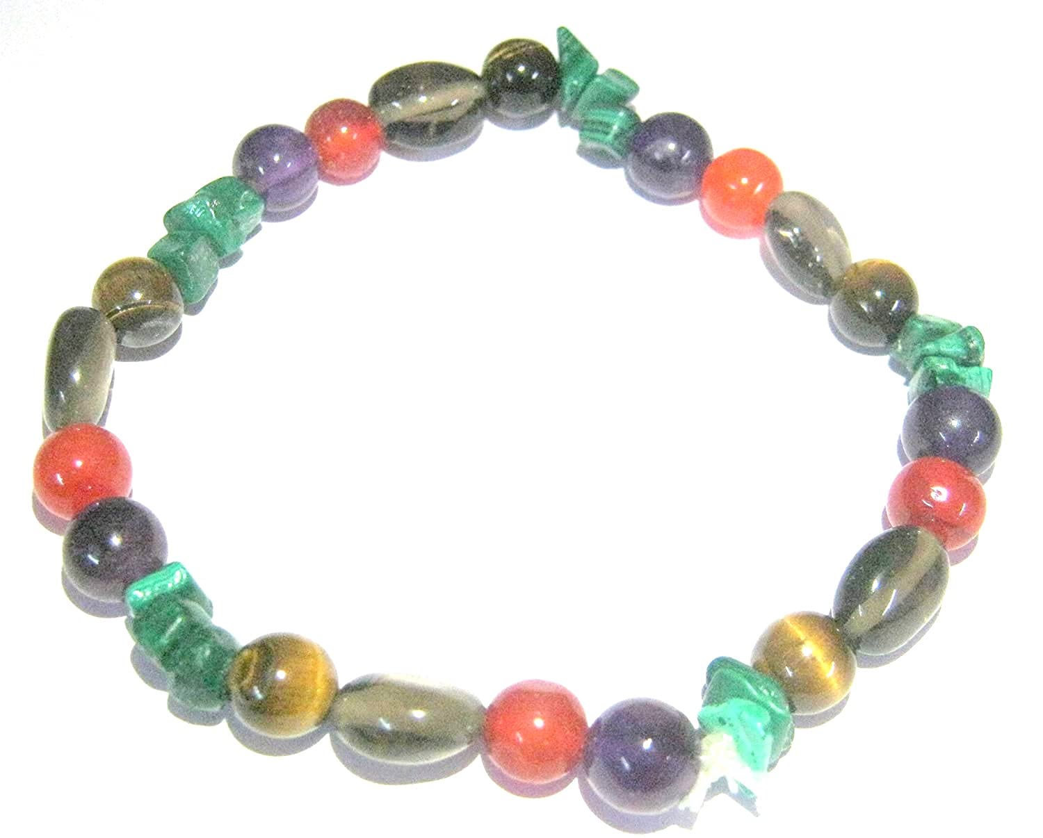 CRYSTALMIRACLE TIGERS EYE SMOKEY QUARTZ CARNELIAN MALACHITE AMETHYST BRACELET CRYSTAL HEALING FASHION GIFT HANDCRAFTED ACCESSORY