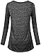 Kimmery Workout Shirts for Women, Ladies Top Round Neck Long Sleeve Heathered Yoga Blouse Moisture Wicking Sun Protection Lightweight Dri Fit Tee Performance Black Medium