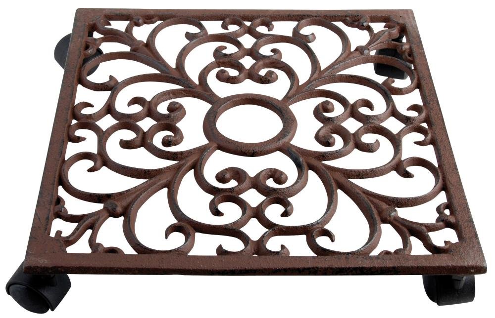 Esschert TG40 Fallen Fruits Square Plant Trolley, Brown, 7x28x28