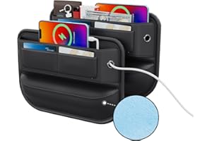 Wanfuder Car Seat Gap Filler Leather Car Box Seat Organizer and Storage Automotive Accessories with Pockets- Front Seats Car Adjustable Gap Filler for Phones, Glasses, Keys, Cards-2 Pack