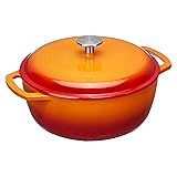 Amazon Basics Enameled Cast Iron Dutch Oven - 6-Quart, Orange
