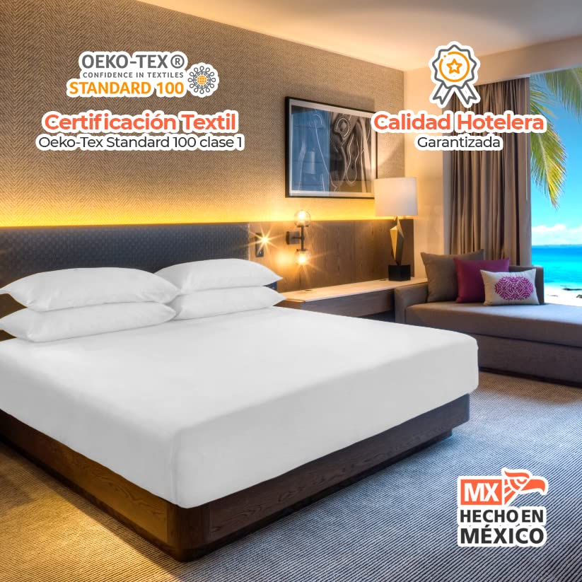 2 Almohadas Hoteleras King - Pluma de Ganso (Down) Alternativo Hoteles 5 Estrellas - Hipoalergenico 100% Algodón King Size 50x90cm Soporte Suave