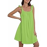Lesserwing 100% Cotton Nightgowns for Women Sleeveless Night Gown Soft House Dress Ruffle Sleepwear Nightshirts with Pockets