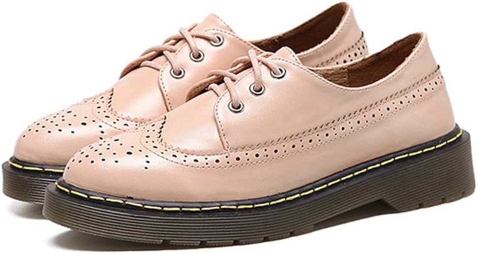Chuguang レースアップシューズ レディース厚底 太ヒール ウイングチップ シークレット おじ靴 レディース エナメル レースアップ オックスフォードシューズ レースアップ Amazon