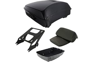 TCT-MOTORPARTS Chopped Tour Luggage Trunk Backrest & Mount Rack Fit for 2014-2025 Harley Touring Harley Ultra Limited Road King Street Glide Special