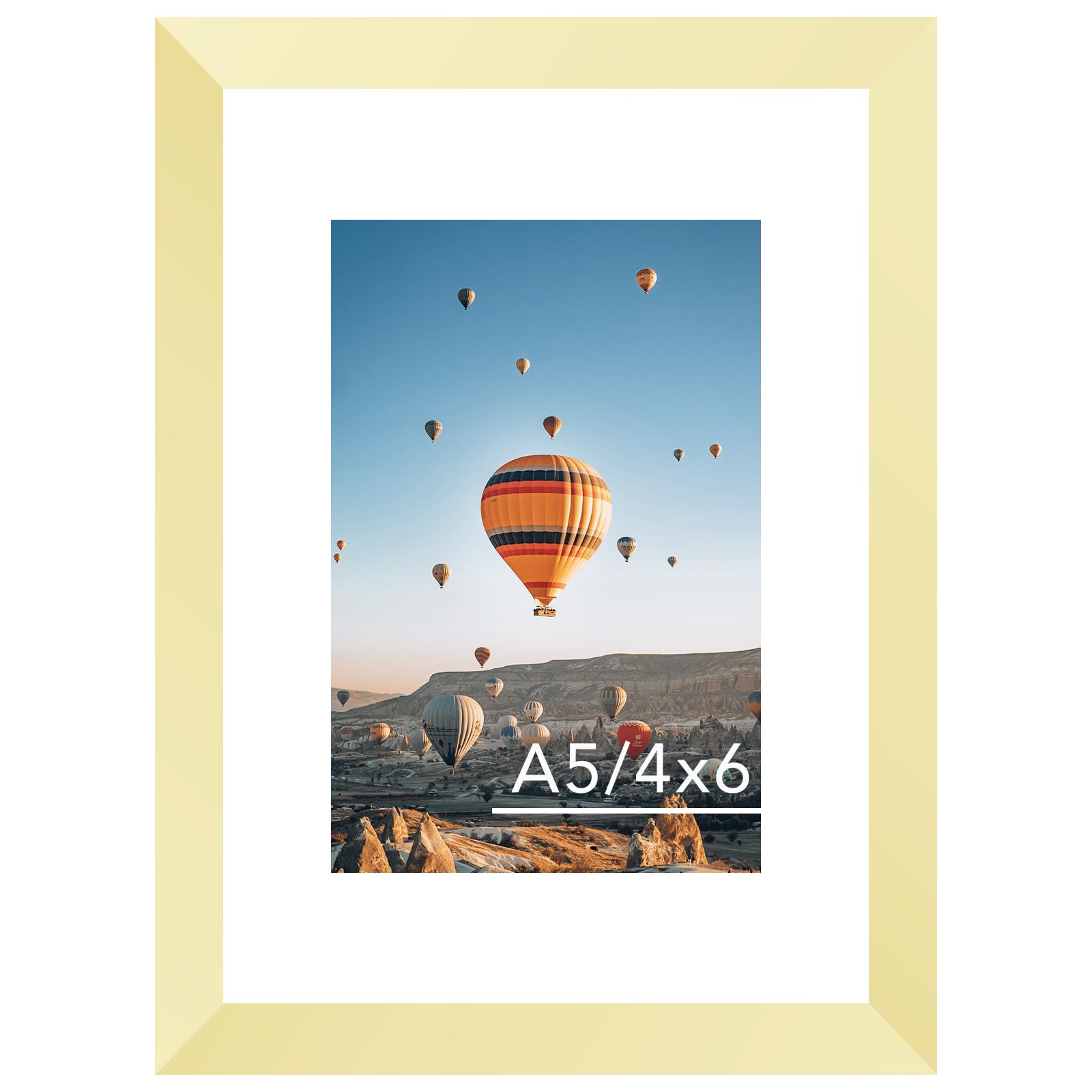 Photo 1 of JCJMY 5.8x8.3 A5 Picture Frame Gold with 4x6 Mat for Wall Hanging or Tabletop, Display Photo 4x6 with Mat or 5.8 x 8.3 Without Mat, Wall Poster Photo Frame with Shatter Resistant Plexiglass, Gold