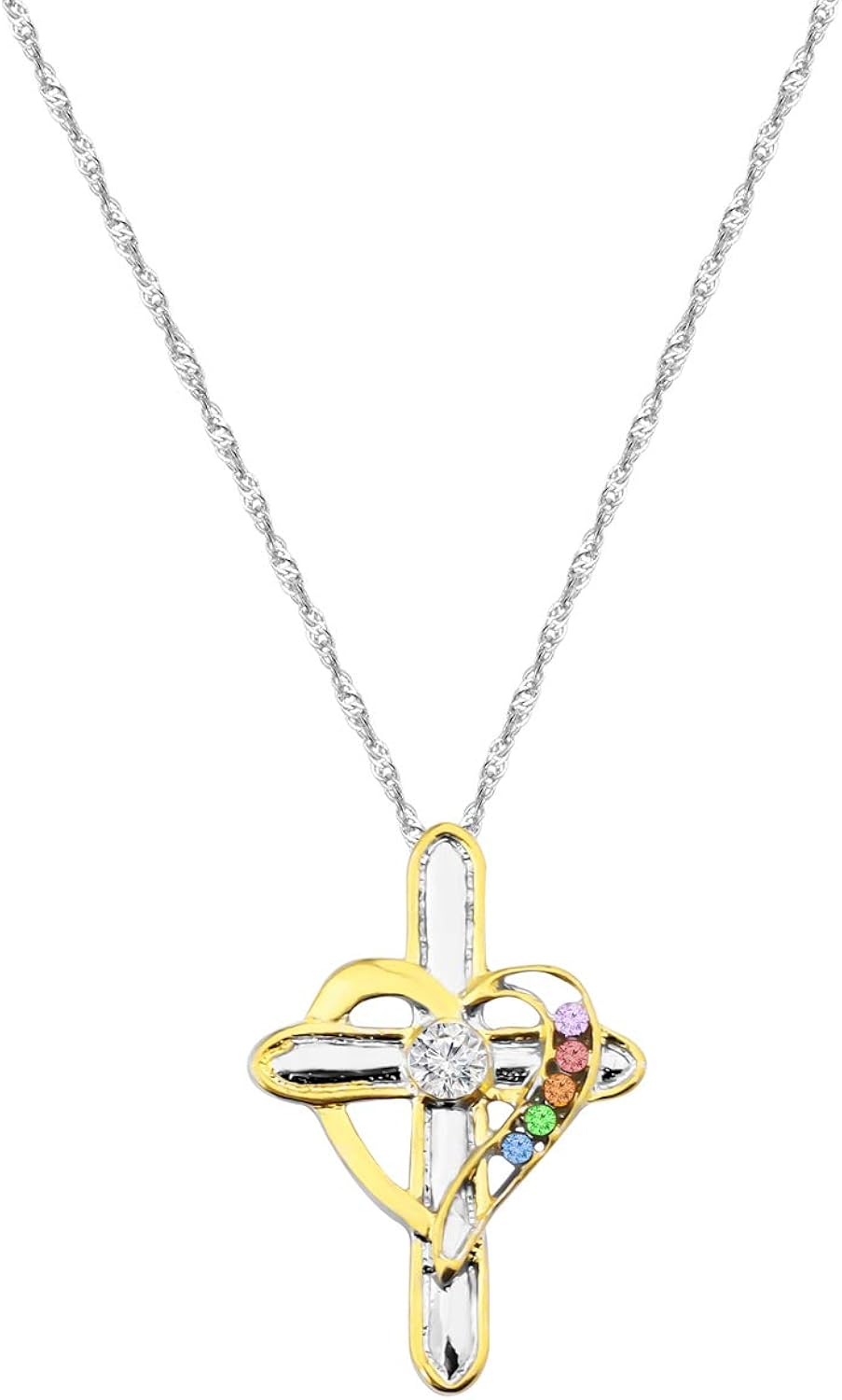mothers cross necklace with birthstones