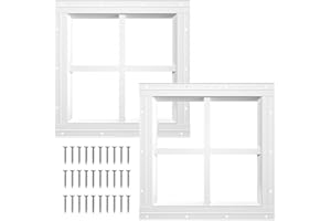 NeatiEase 2 Pack Shed Windows 12"x12", Transom Window Fixed Design with Tempered Glass for Playhouses, Sheds, Garage and Chicken Coops (White)