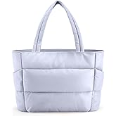 HOTOR Puffer Tote Bag for Women, Nurses - Multi-Pocket Lightweight Bag for Work - Quilted Handbag for Travel and Gym