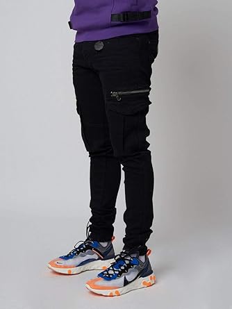 black ripped cargo jeans