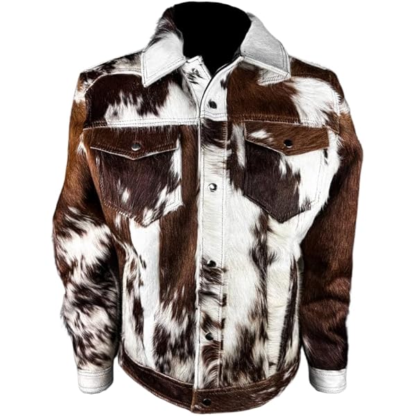 Men's Real Cow Hair on Leather Jacket | Cow skin Print Pony Skin